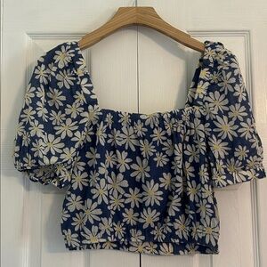 American Eagle Outfitters Blue and White Floral Top